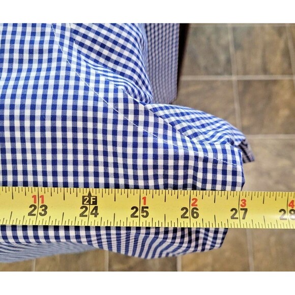 Paul Fredrick 18 Non-Iron Two-Ply Cotton Gingham Plaid Men's Short Sleeve Shirt - Picture 7 of 7